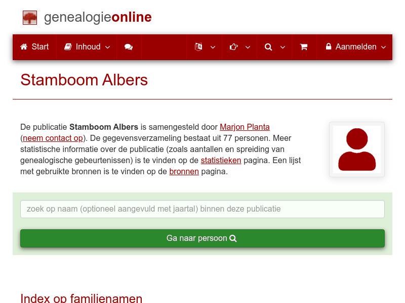 Screenshot van website