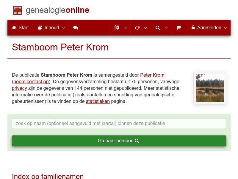 Screenshot van website