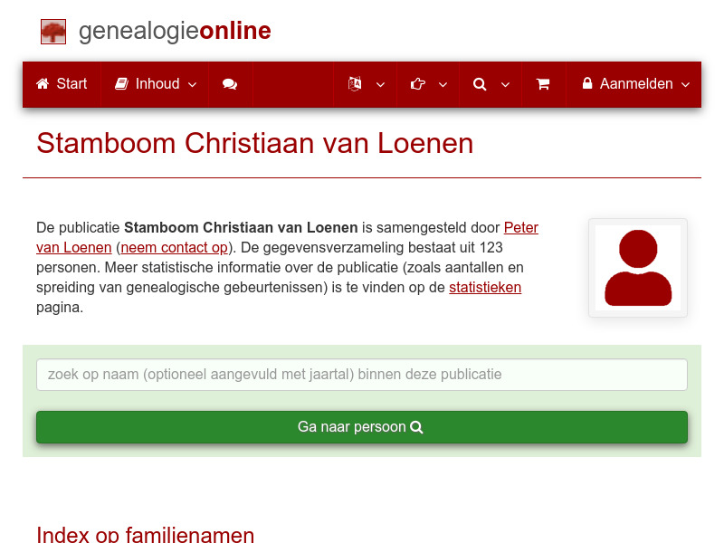 Screenshot van website