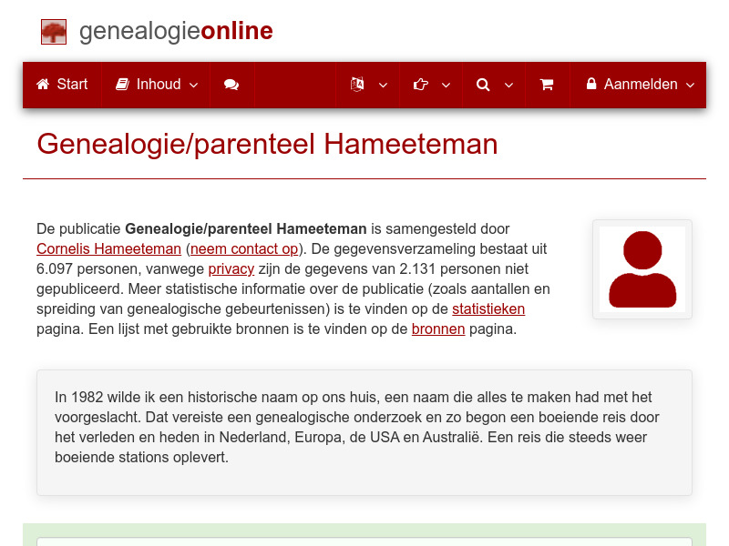 Screenshot van website