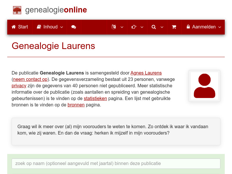 Screenshot van website