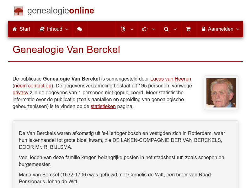 Screenshot van website