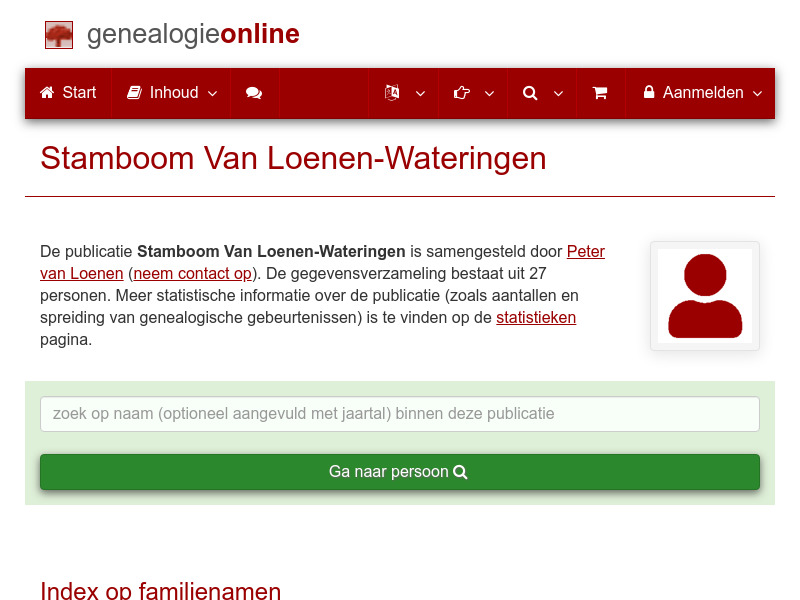 Screenshot van website
