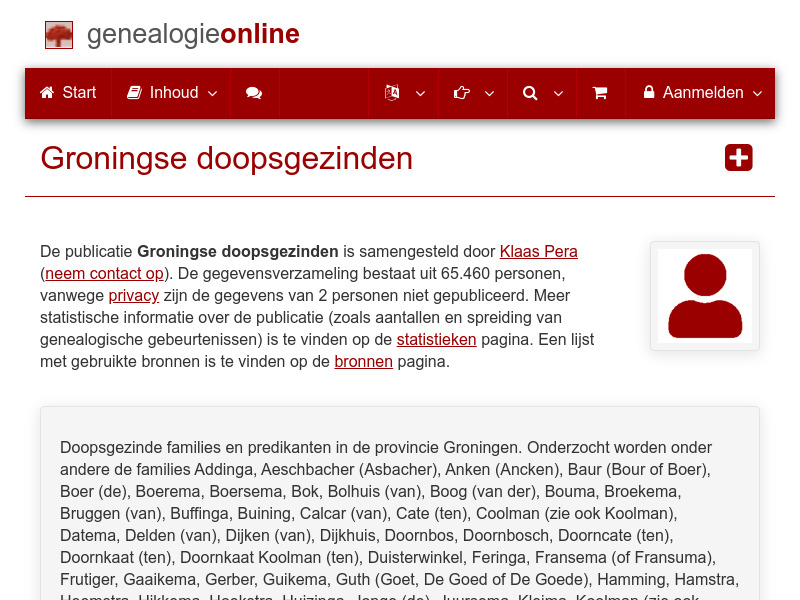 Screenshot van website