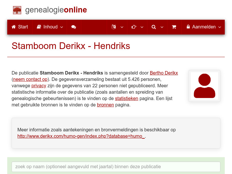 Screenshot van website