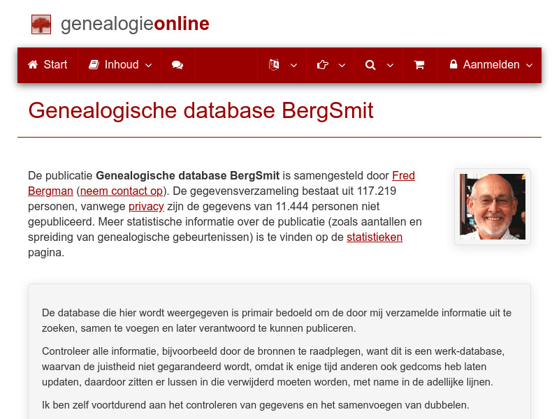 Screenshot van website