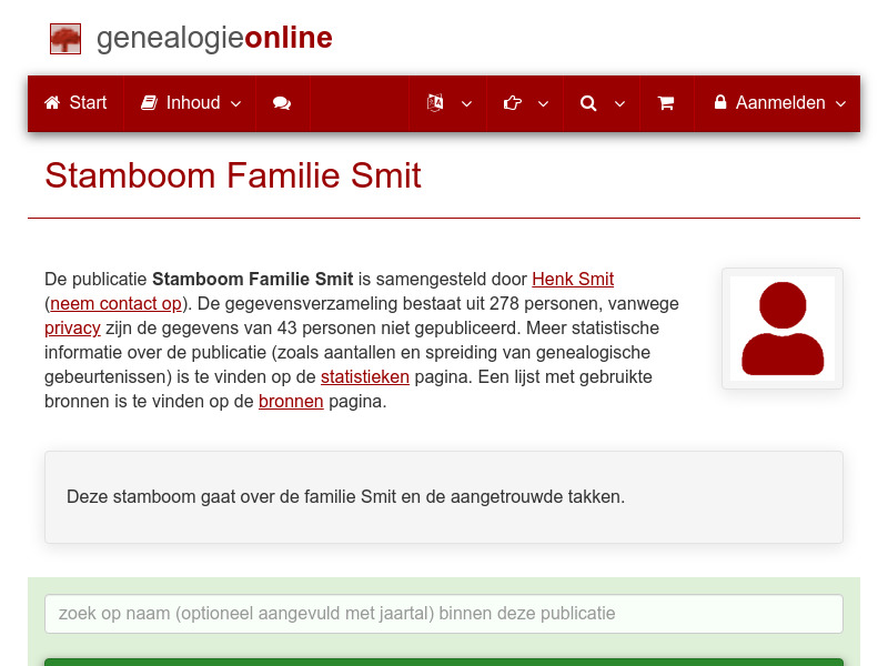 Screenshot van website