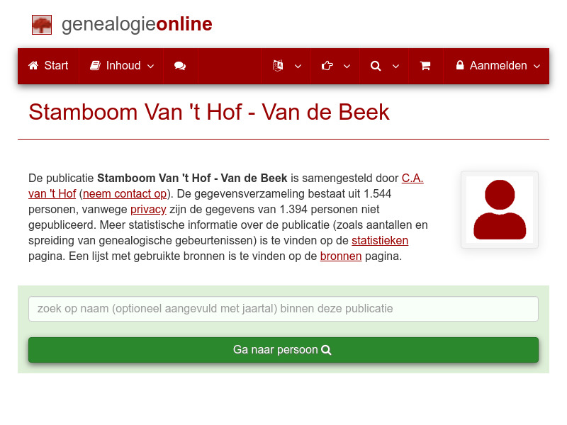 Screenshot van website