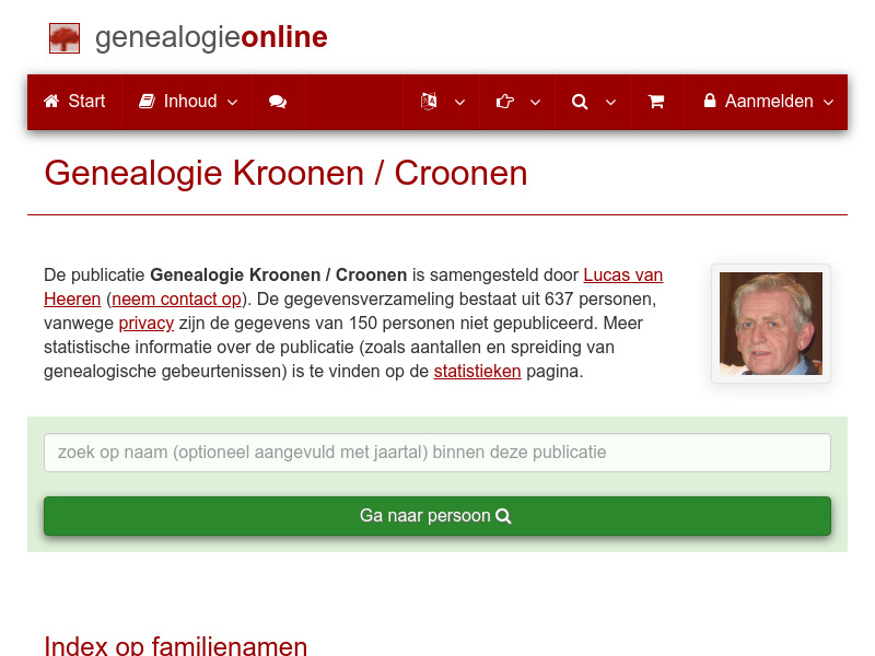 Screenshot van website