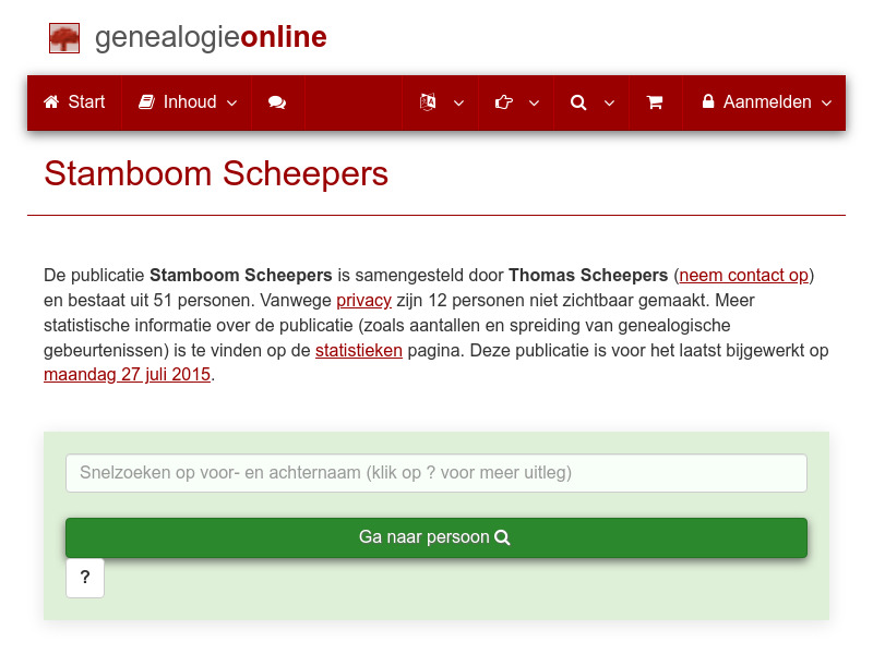Screenshot van website