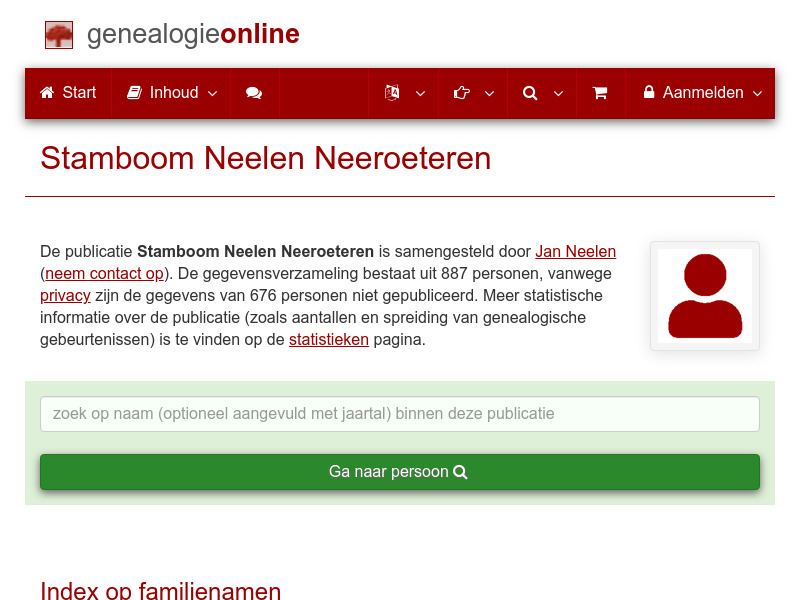 Screenshot van website