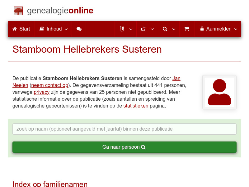 Screenshot van website