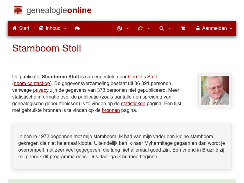 Screenshot van website