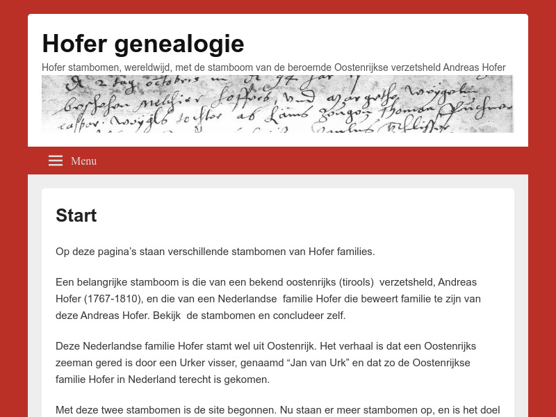 Screenshot van website