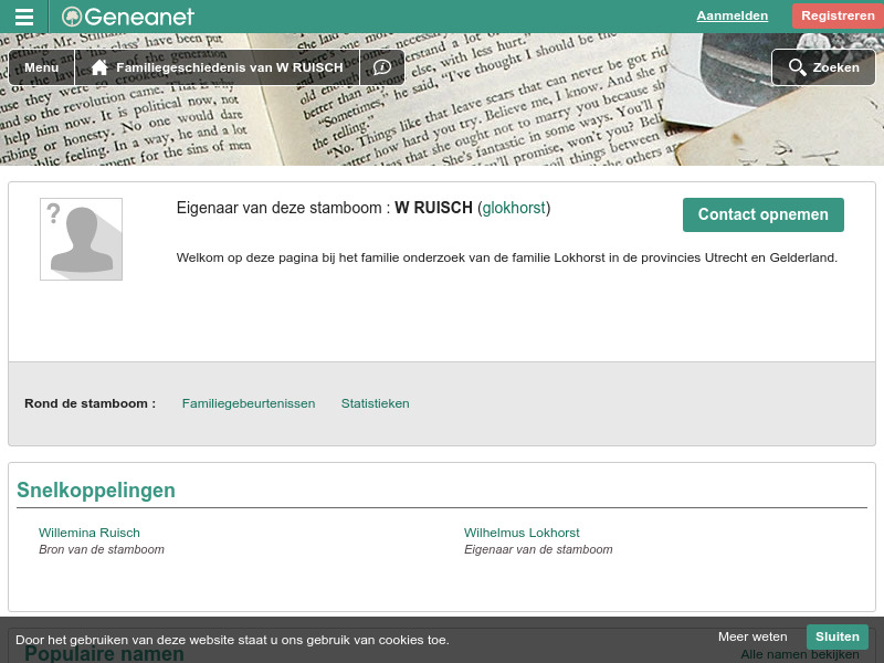 Screenshot van website