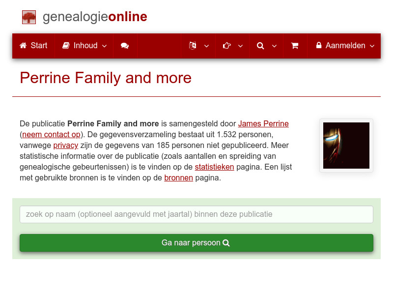 Screenshot van website