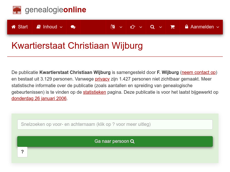 Screenshot van website