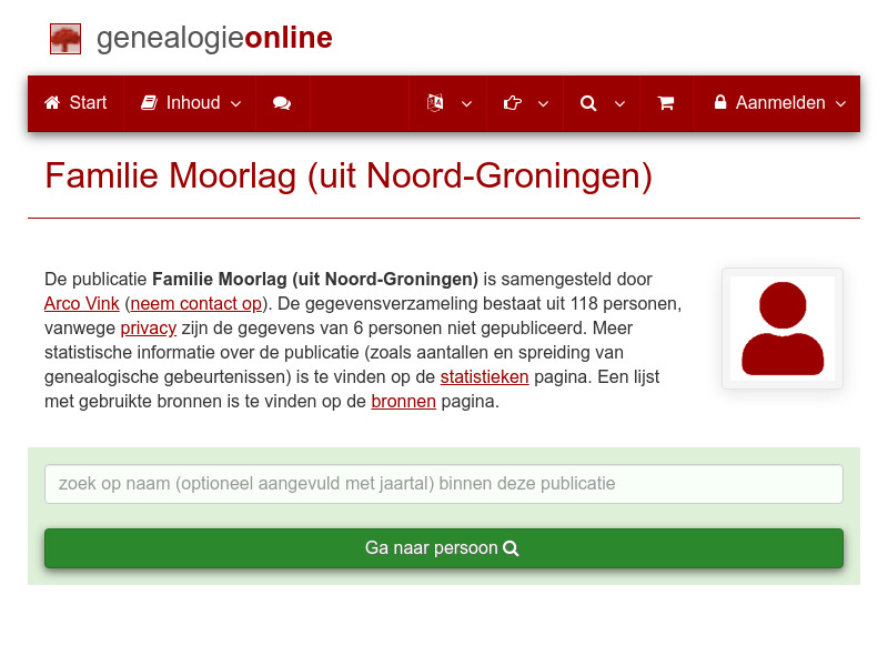 Screenshot van website