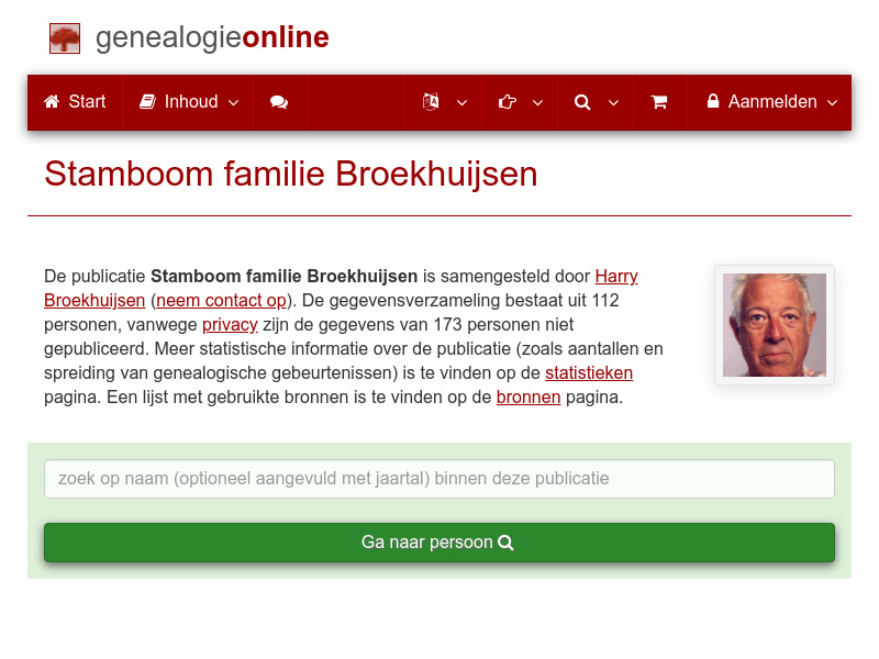 Screenshot van website