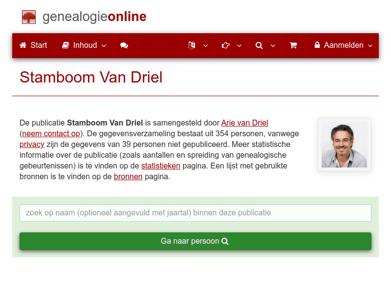 Screenshot van website