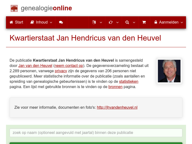 Screenshot van website