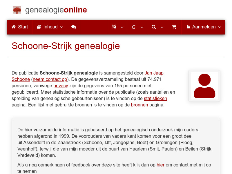 Screenshot van website