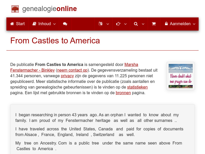 Screenshot van website