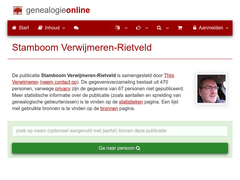 Screenshot van website