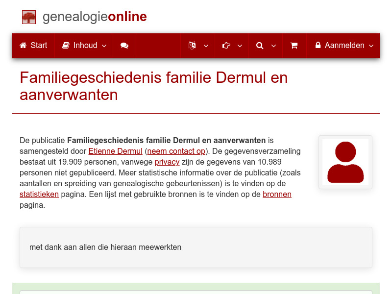 Screenshot van website