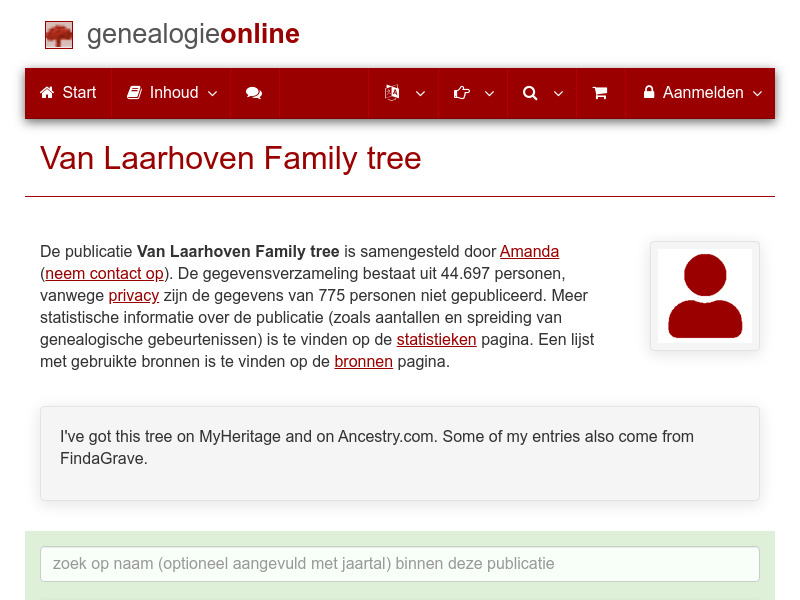 Screenshot van website