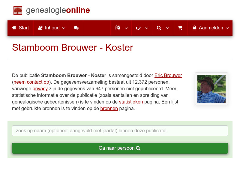 Screenshot van website