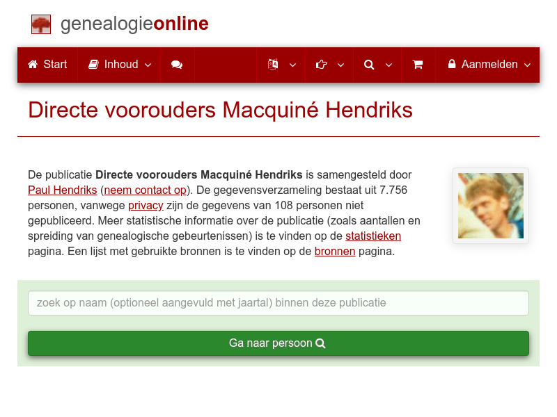 Screenshot van website