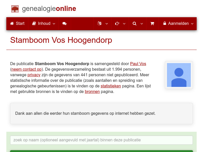 Screenshot van website
