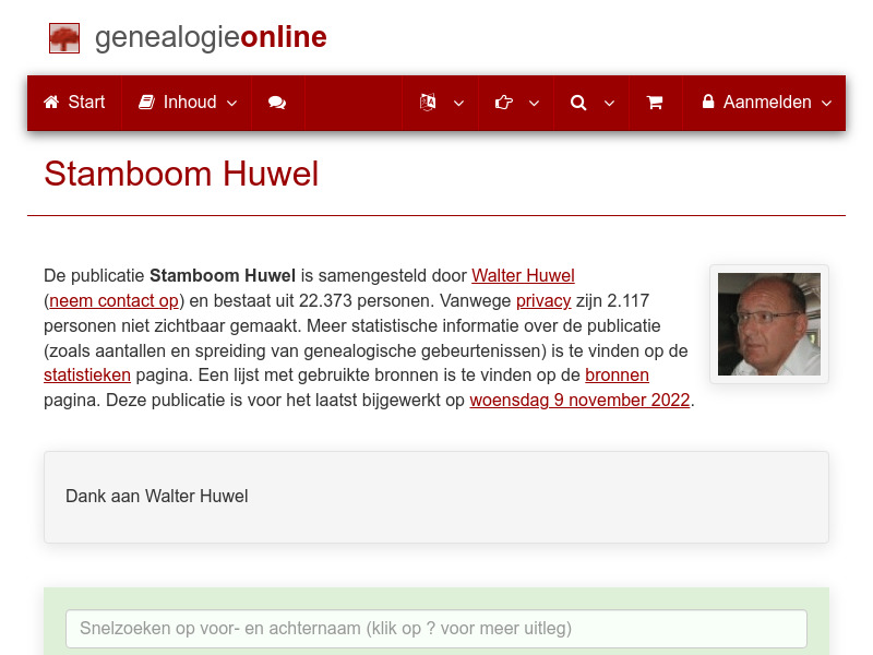 Screenshot van website