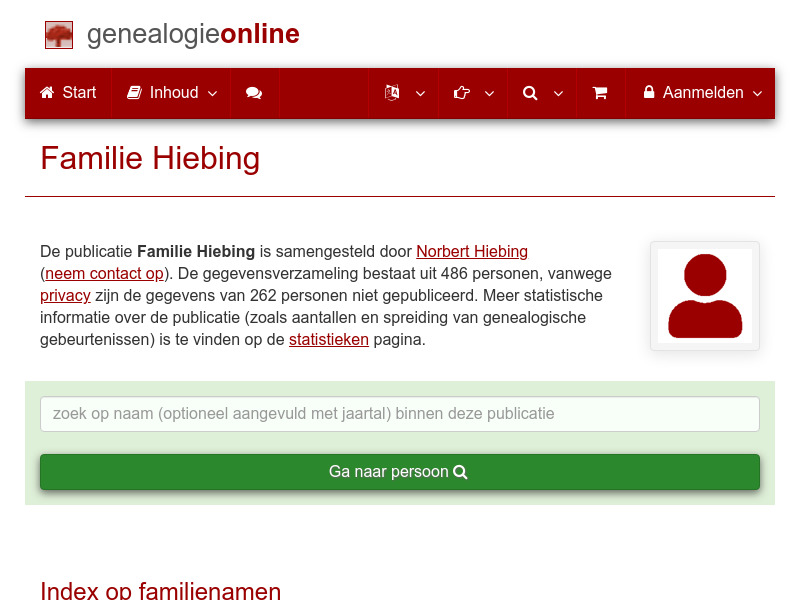 Screenshot van website