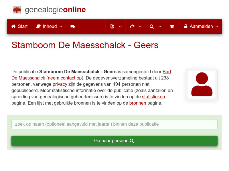 Screenshot van website