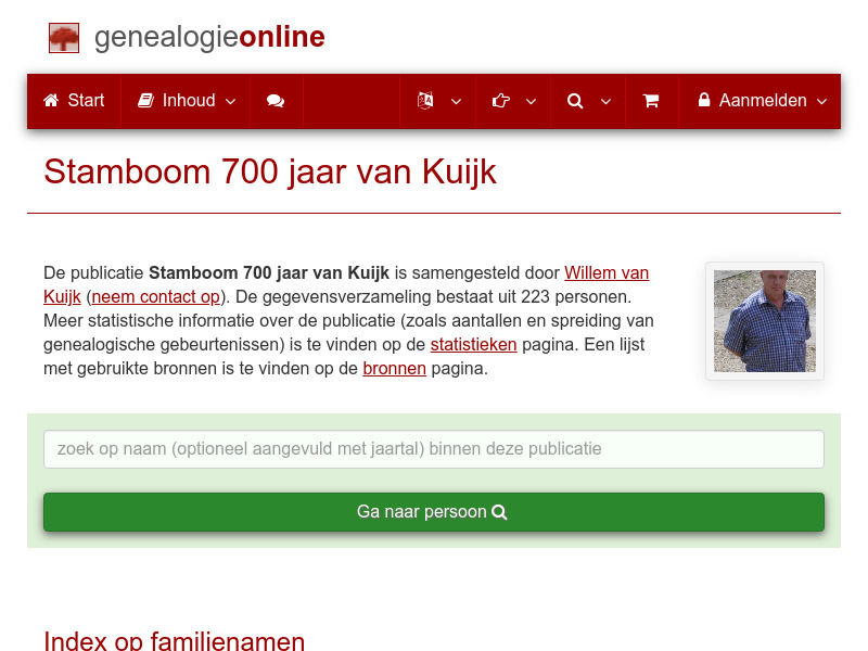Screenshot van website