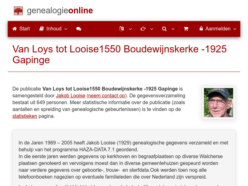 Screenshot van website