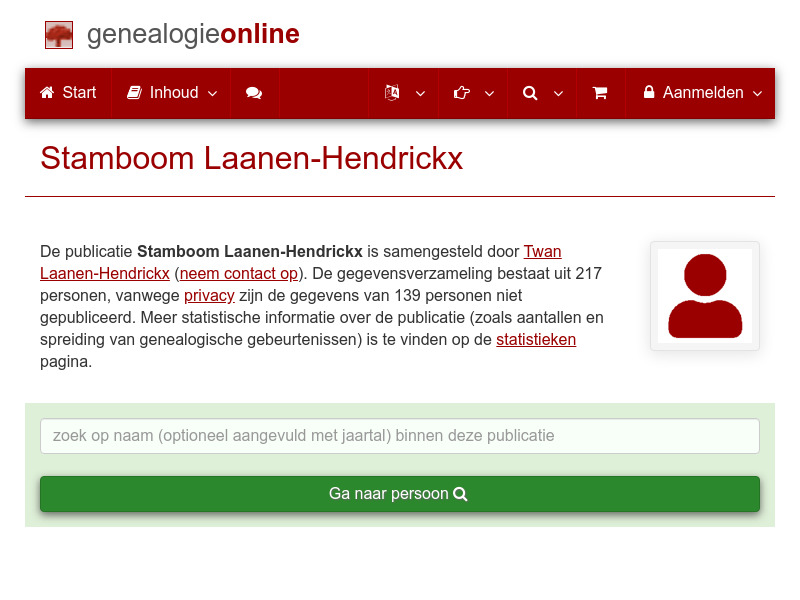 Screenshot van website