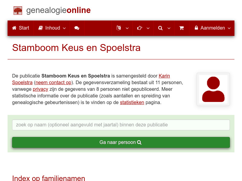 Screenshot van website