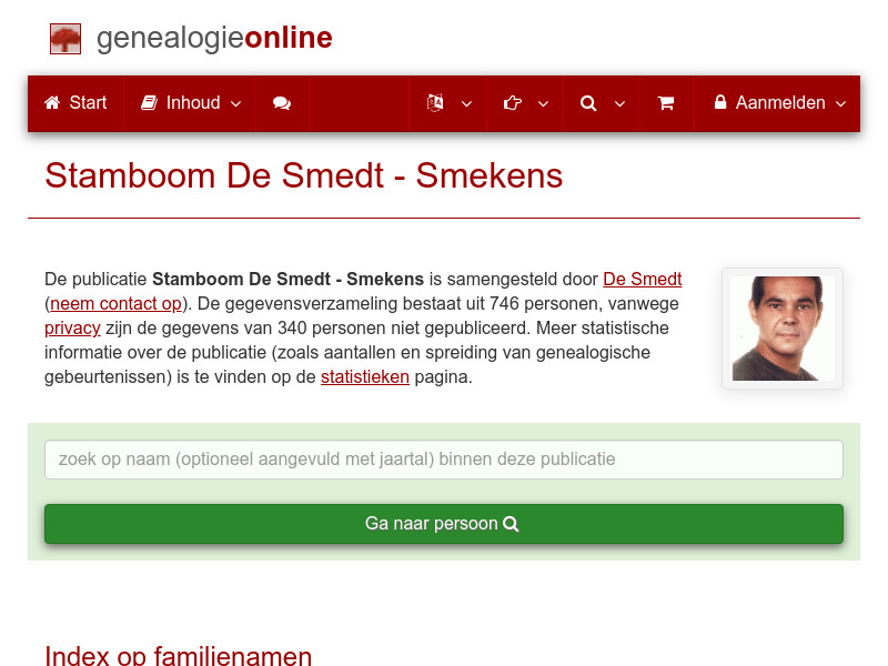 Screenshot van website