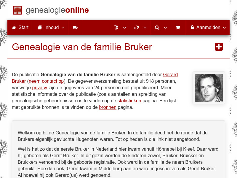 Screenshot van website