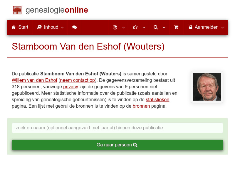 Screenshot van website