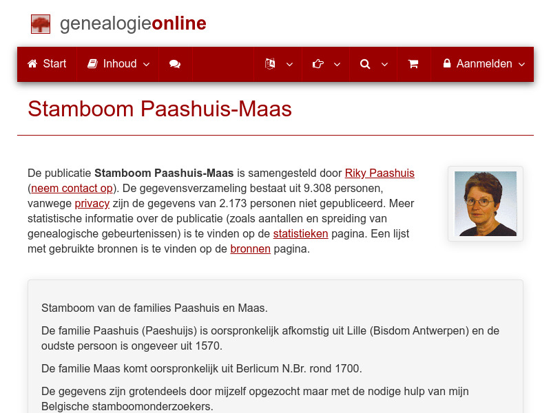 Screenshot van website