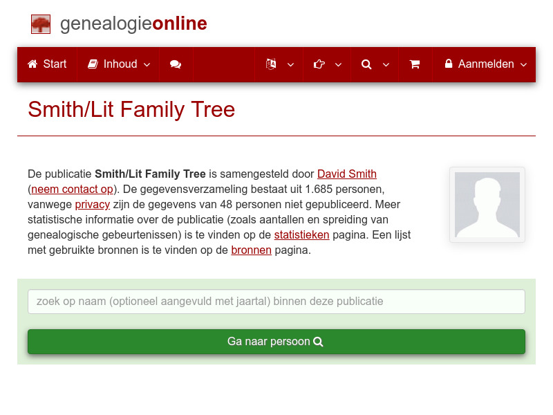 Screenshot van website