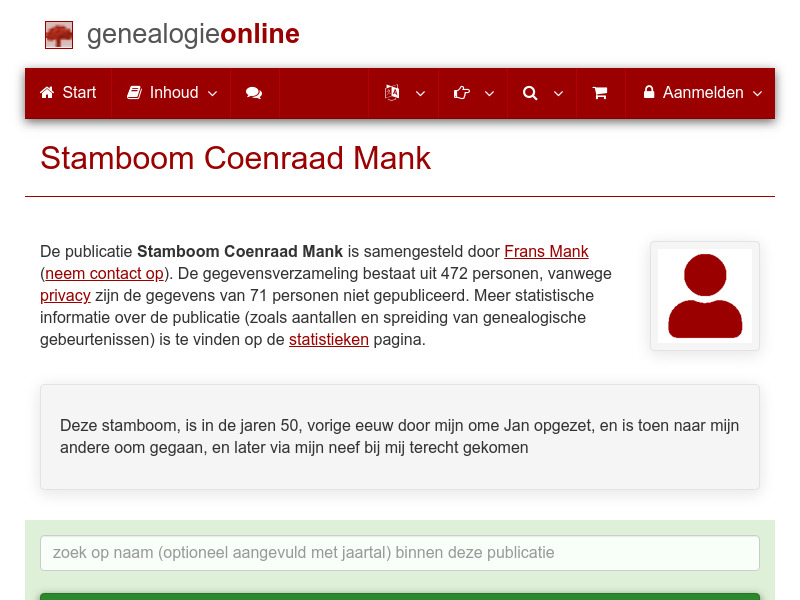 Screenshot van website