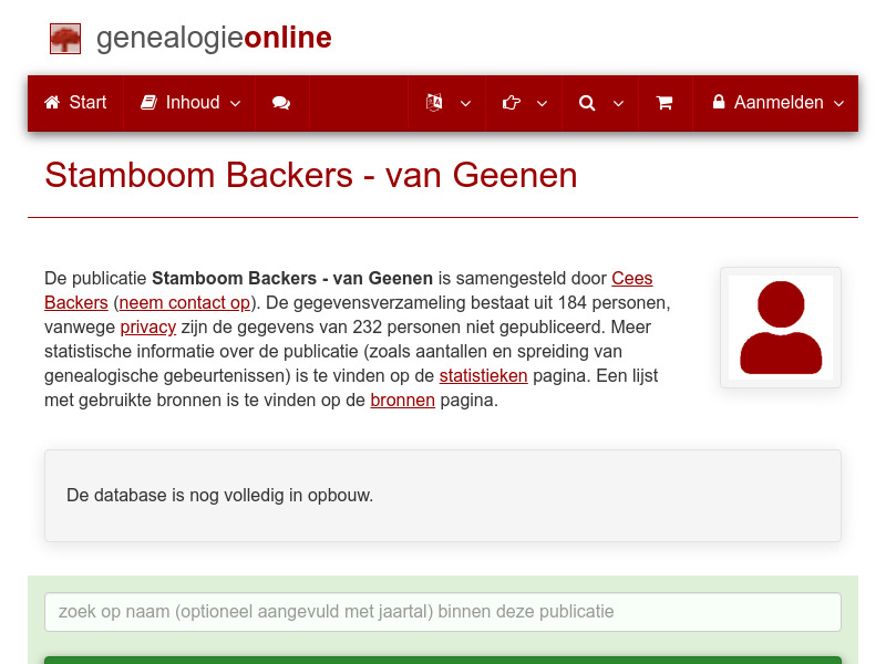 Screenshot van website