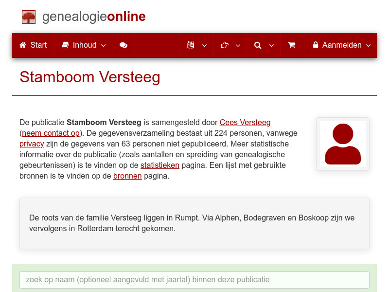 Screenshot van website