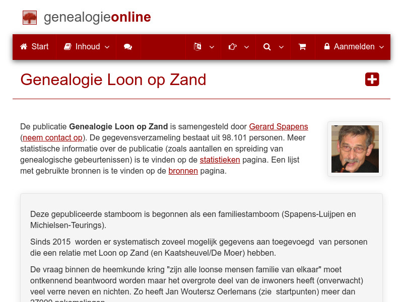 Screenshot van website