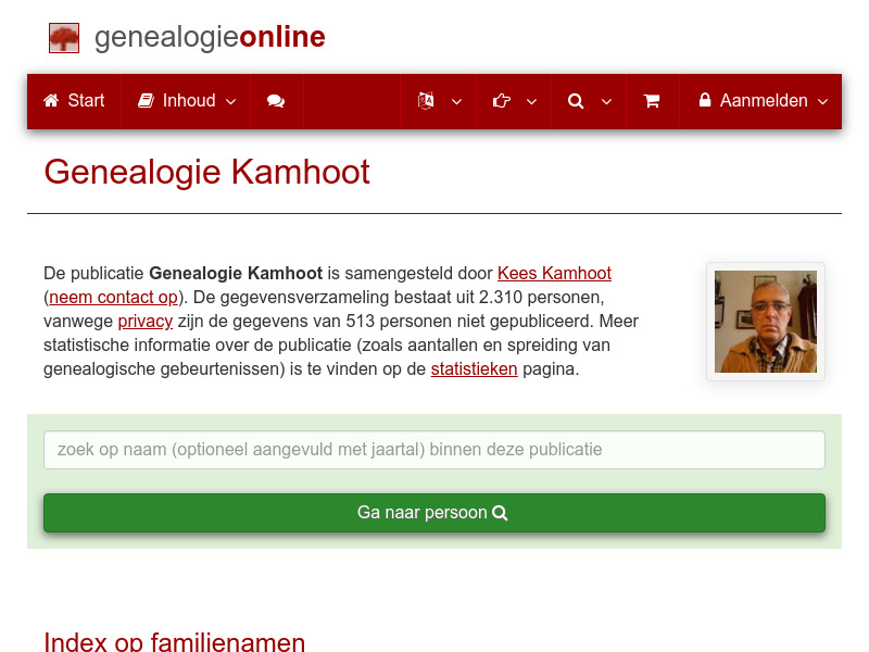 Screenshot van website